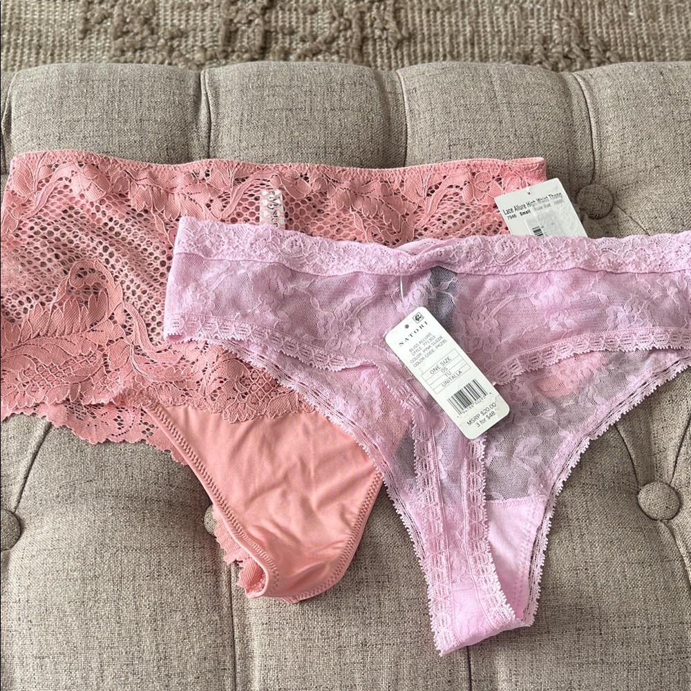 Natori & Le Mystere Lace Trim Panty Duo NEW